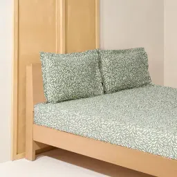 Westside Home Sage Leaf Pattern Queen Bed Sheet Set-image-2