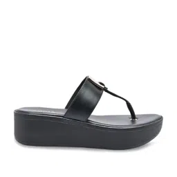 Rocia by Regal Women's Black T-Strap Wedges-image-60