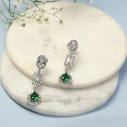 Biba Green Brass Dangler Earrings for Women-image-65