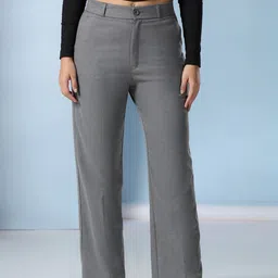 TAHVO Women Checked Smart Loose Fit Mid-Rise Trousers-picture-21