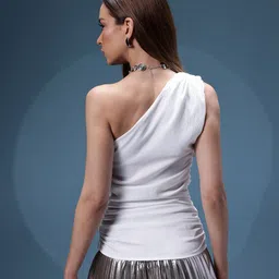 bebe Dose of Vitamin One Shoulder Ruched Top image 3