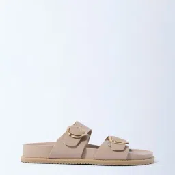 LUNA BLU by Westside Light Taupe Slip-On Sandals image 2