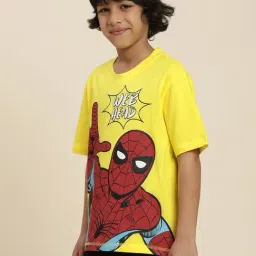 Kidsville Spiderman Printed Yellow Relaxed Fit T-Shirt For Boys image 3