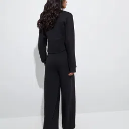 LOV by Westside Black Solid High-Rise Trousers image 2