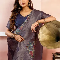 KALINI Floral Printed Banarasi Saree With Blouse Piece image 5