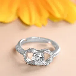 Clara 925 Silver Platinum Plated Adjustable Anya Solitaire Promise Finger Ring for Women-image-45