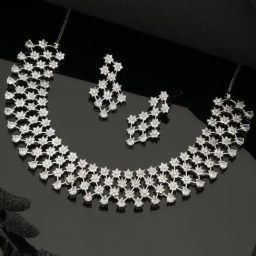 Aatmana Silver-Plated White AD-Studded Handcrafted Necklace Set-picture-16