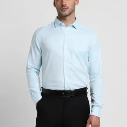 Peter England Elite Blue Cotton Regular Fit Shirt-picture-14