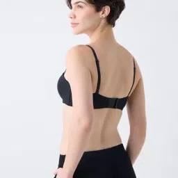 Wunderlove by Westside Black Self-Striped Underwired Strapless Bra image 2