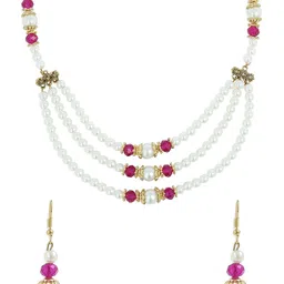 AKSHARA Girls White & Pink Beaded Handcrafted Jewellery Set-picture-21