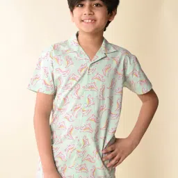 LilPicks Kids Sea Green Printed Shirt-picture-23