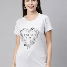 3PIN Women Grey Melange Printed Round Neck T-shirt-picture-15