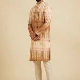 Manyavar Abstract Printed Mandarin Collar Straight Kurta With Pyjamas image 4