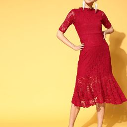 Athena Beautiful Red Floral I-Spy Lace Dress-picture-29