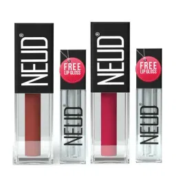 Neud Matte Liquid Lipstick Combo Jolly Coral & Hottie Crush with Two Lip Gloss Free-picture-16