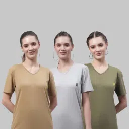 Vimal Jonney Beige & Grey Cotton Sports T-Shirt - Pack Of 3-picture-11