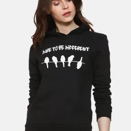 Campus Sutra Women Black Printed Hooded Sweatshirt-picture-22