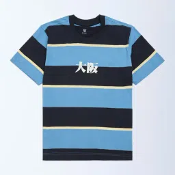 Y&F Kids by Westside Blue Colour-Blocked Cotton T-Shirt-picture-34