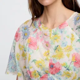 GAP Multi Blended Floral Short Sleeves Dress image 5