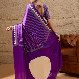 Mitera Striped Pure Crepe Leheriya Saree image 4