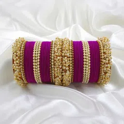 SHRASHTI Purple Glass Artificial Stones & Beads Bangle image 1