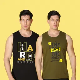 WOOSTRO Men Pack Of 2 Typography Printed Raw Edge Slim Fit T-shirt image 4