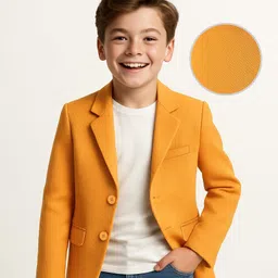 Pine Kids Knit Full Sleeves Solid Color Blazer - Mustard-picture-18