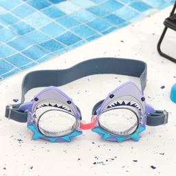 Yellow Bee Silicon Unique Shark Face Swimming Goggles with Fin and Bite Design for Boys- 1 Piece, Blue-image-7