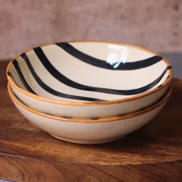 WEAVING HOMES Zebra - Cereal Bowl with Beautiful Black Color Dinnerware Piece-picture-12