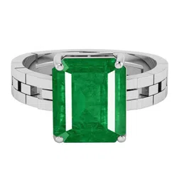 RRVGEM 12.50 Ratti Emerald Silver Plated Adjustable Ring-picture-37