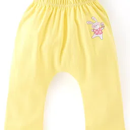 Babyhug Cotton Knit Full Length Diaper Pants Bunny & Polka Dots Print Pack of 3 - Turquoise Pink & Yellow image 2