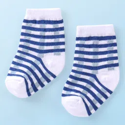 cute walk by babyhug Cutewalk By Babyhug Anti Bacterial Ankle Length Socks Stripes & Bicycle Design Pack of 3- White & Blue image 2
