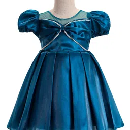 Babyhug Woven Sleeveless Party Dress With Bow Applique & Sequin Detailing - Pink image 2