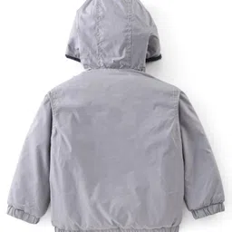 Babyhug Full Sleeves Solid Colored Reversible Jacket with Pockets - Silver image 3