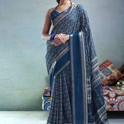 VRAGI Warli Sequinned Silk Blend Designer Saree-picture-19