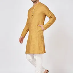 indus route by Pantaloons Men Geometric Thread Work Pathani Kurta image 3