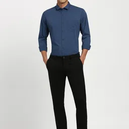 Peter England Slim Fit Checked Spread Collar Formal Shirt image 3