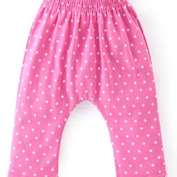 Babyhug Cotton Knit Full Length Diaper Pants Bunny & Polka Dots Print Pack of 3 - Turquoise Pink & Yellow image 4