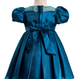 Babyhug Woven Sleeveless Party Dress With Bow Applique & Sequin Detailing - Pink image 4