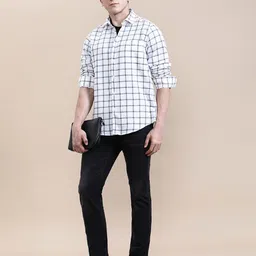 Crocodile Men Linen Blend Checked Full Sleeve Shirt-picture-39