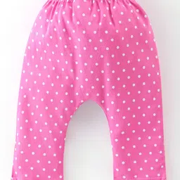 Babyhug Cotton Knit Full Length Diaper Pants Bunny & Polka Dots Print Pack of 3 - Turquoise Pink & Yellow image 5