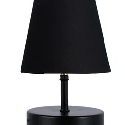 Devansh Black cotton Round Wood Black Table Lamp image 5