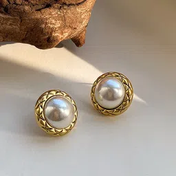 Krelin Gold-Plated Pearls Beaded Circular Shaped Studs-picture-38
