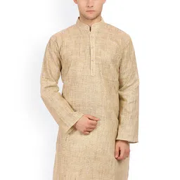 Wintage Beige & White Linen & Silk Kurta Pyjama image 1