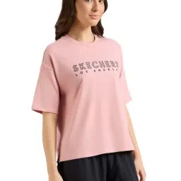 Skechers Pink Regular Fit Logo Printed T-Shirt image 4