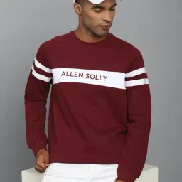 Allen Solly Maroon Regular Fit Cotton Sweatshirt-image-0