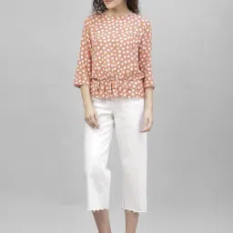 Gipsy Beige Rayon Relaxed Fit Three-Quarter Sleeves Top image 5