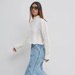 LOV by Westside Off-White Knit-Textured Sweater-image-11