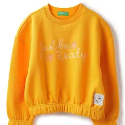 United Colors of Benetton Girls Yellow Embroidery Sweatshirt-image-75