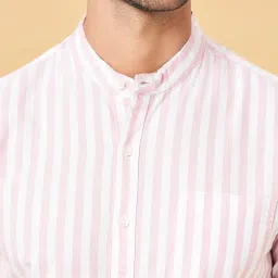 Byford by Pantaloons Primrose Pink Cotton Slim Fit Striped Shirt image 5